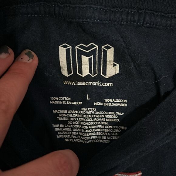 Isaac Morris Men’s Navy Blue American Flag Tshirt Size Large - Picture 3 of 3